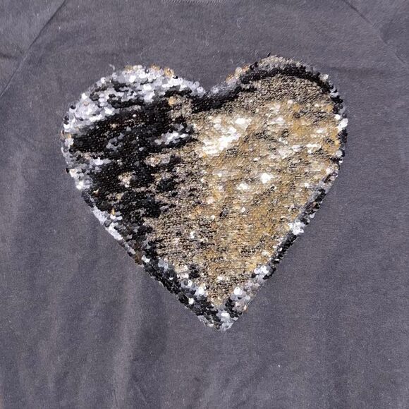 Women's Black and Grey Sweatshirt with heart sequin - Picture 3 of 3